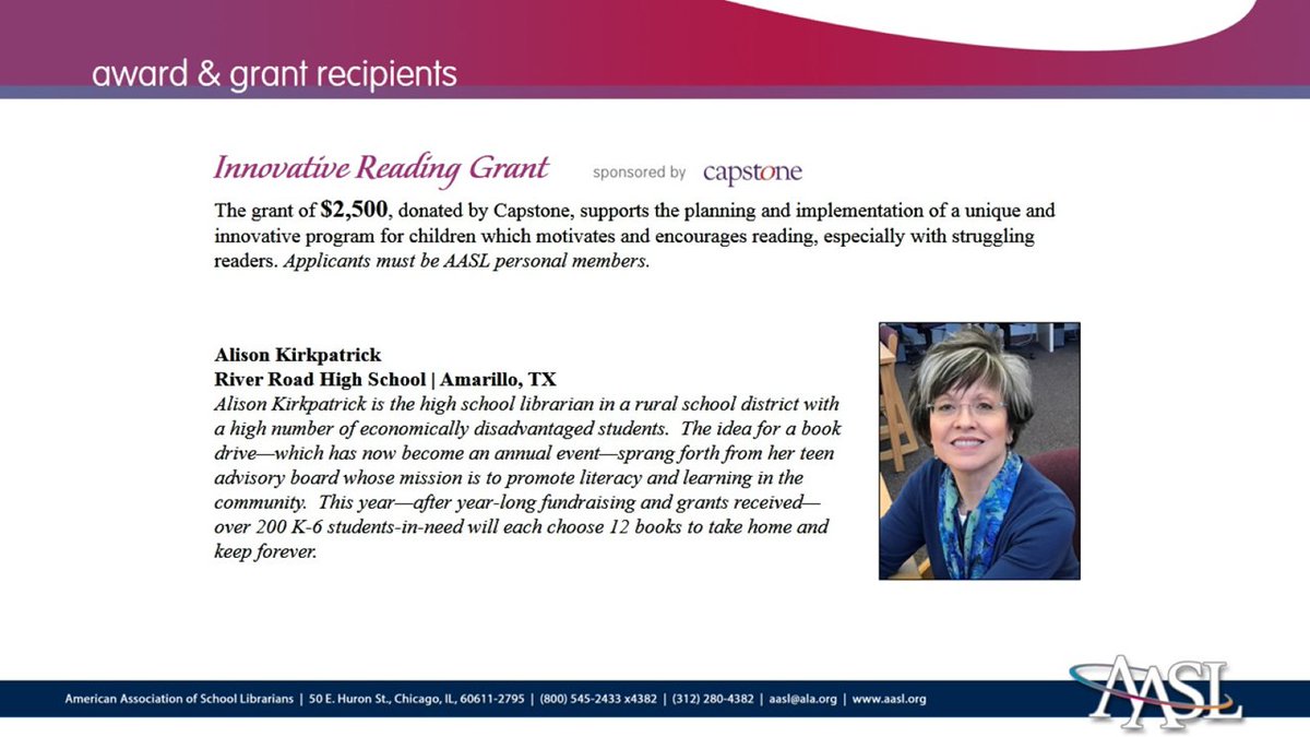 aasl's tweet photo. #AASLawards #alaac17 https://t.co/BWR0jLgefW