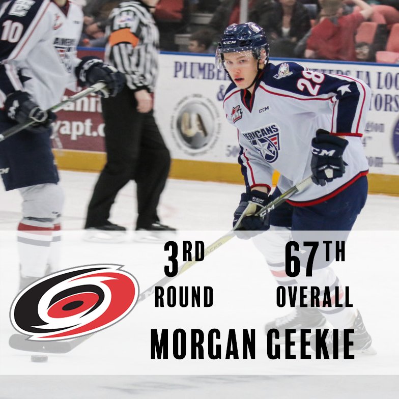 TCAmericans's tweet photo. Congratulations @M_14Geekie! 67th overall, headed to the @NHLCanes! #NHLDraft https://t.co/IcAmuNaZKt