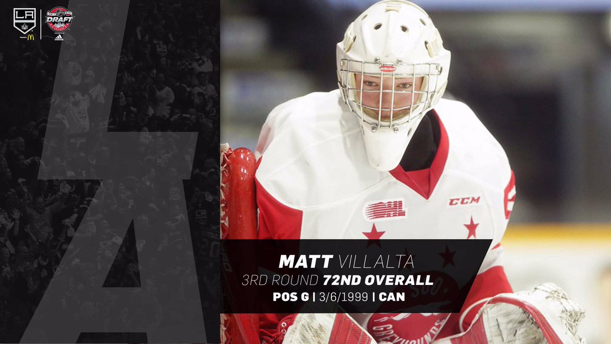 LAKings's tweet photo. With the 72nd pick, the LA Kings select Matt Villalta! #NHLDraft https://t.co/dwuWbYrMz6
