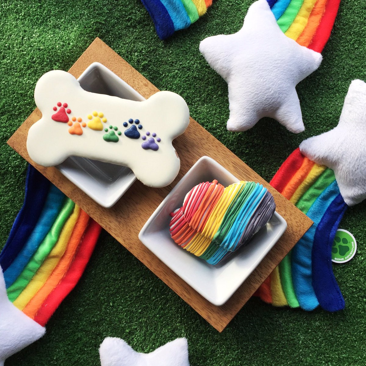 Celebrate with #pride. 🌈🐾 #dogcookies <a href="/boneadventure/">Bone Adventure</a>
#twincitiespride2017 #tcpride #pridedogs