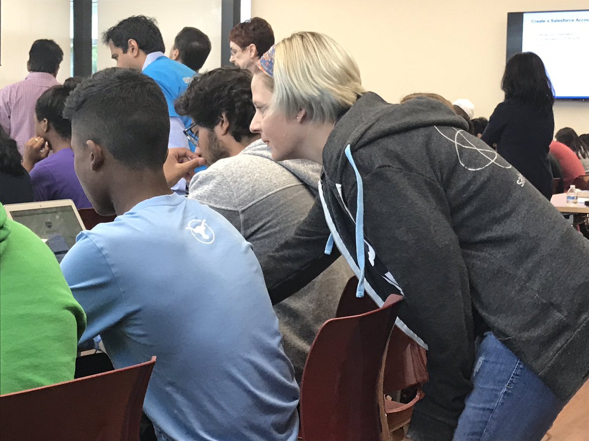 Shell_Black's tweet image. MVP @nanahg3 helping a student get logged into #salesforce for the 1st time @salesforceyouth #ohana #shellyeah!