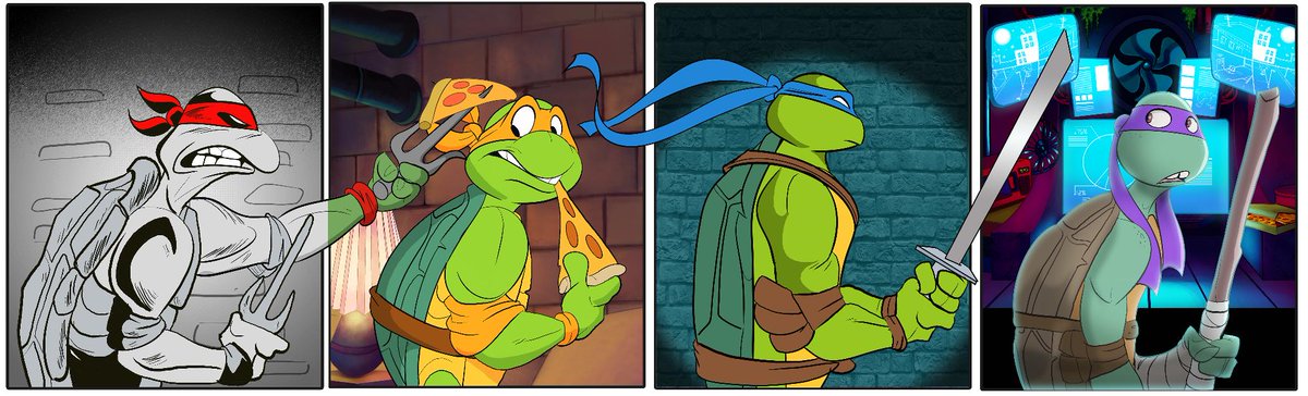 ➡ A Turtle-Powered panel from past to present ➡
#TMNT exclusive artwork by <a href="/DAlvarezStudio/">Dave Alvarez</a>
