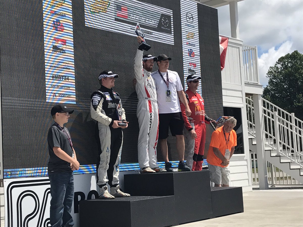 Our MX-5 Cup races will NEVER disappoint. Great podium of Sparky, Lamb and Gallagher #MX5RdAmerica