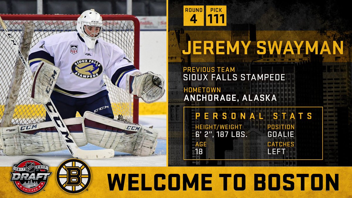 NHLBruins's tweet photo. #WelcomeToBoston, @JeremySwayman! https://t.co/h3GOcz0B3c