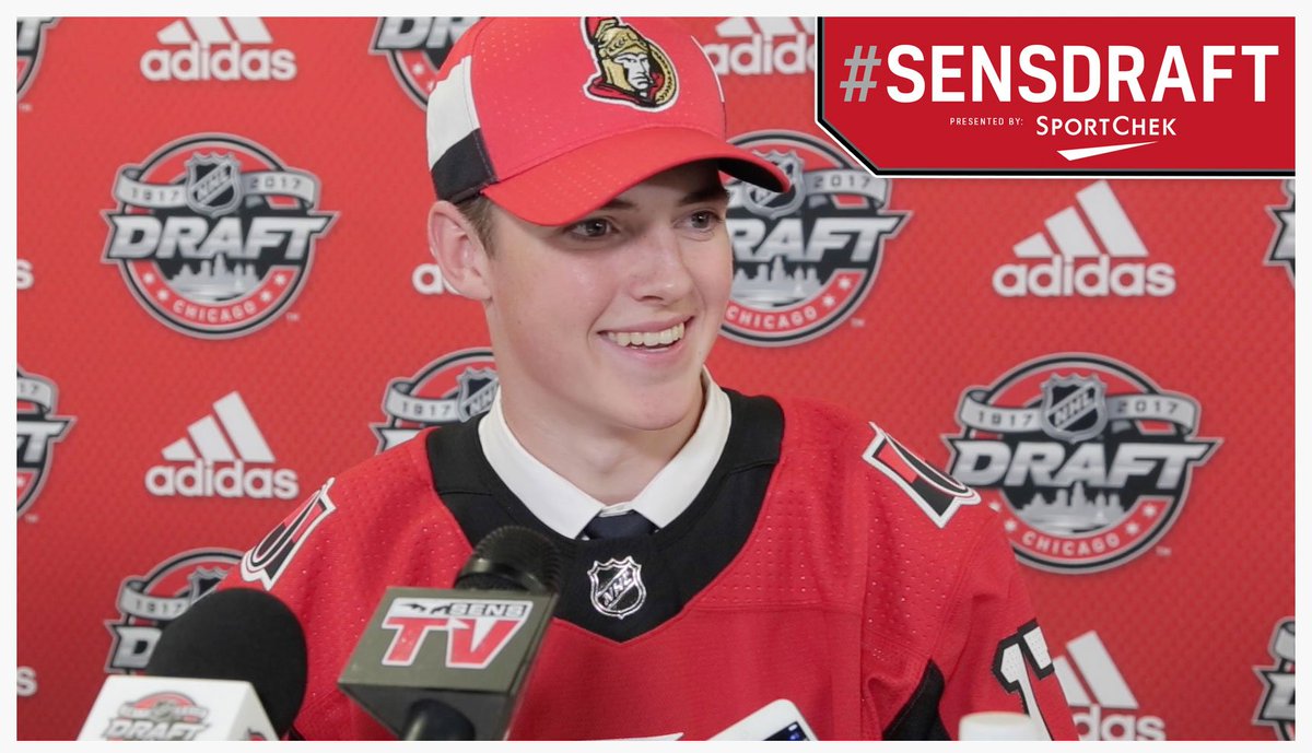 Drake Batherson speaks to media after being selected 121st overall by