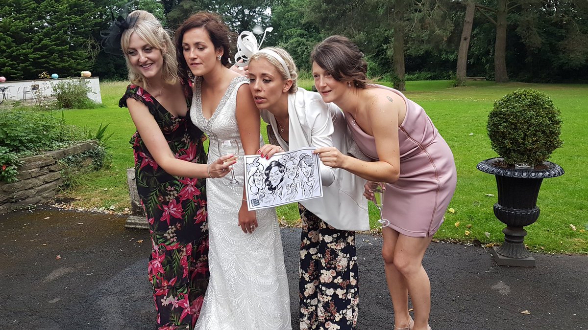 DavidWarbleArt's tweet photo. Another fun Wedding weekend! Accrington last night and in Rugby today @BrownsoverHall Got to love the peak wedding season #Caricatures https://t.co/YQui6AZfMn