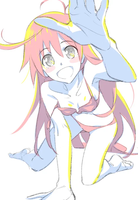 フリップフラッパーズより、ココナとパピカのラフ。改めて、フリフラどちゃクソむずくて腰引けてくる。。。 