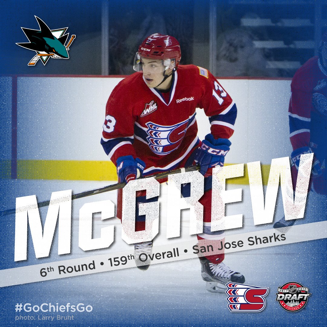 spokanechiefs's tweet photo. 🦈 Jake McGrew: future San Jose Shark. #GoChiefsGo #2017NHLDraft @McgrewJake https://t.co/YCoCkuYBKj