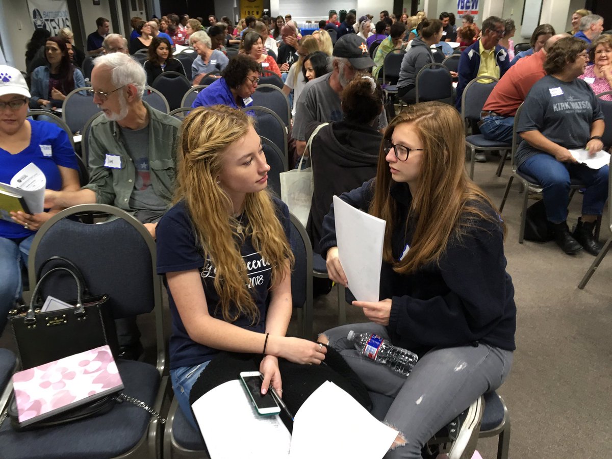 BGTX_SA's tweet photo. Team members practicing Hard Ask techniques for registering voters and recruiting volunteers at statewide summit 
#TeamBGTX https://t.co/RFaElS7acN