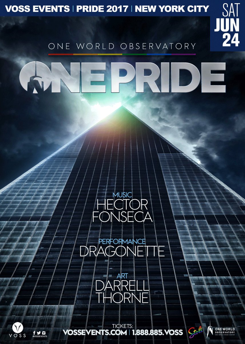 Tonights the main event at <a href="/oneworldnyc/">One World Observatory</a> with <a href="/dragonette/">Dragonette</a>, DJ <a href="/HECTORFONSECA/">Héctor Fonseca</a> and <a href="/Stoli/">Stoli</a> . Pride 102 stories high! VossEvents.com
