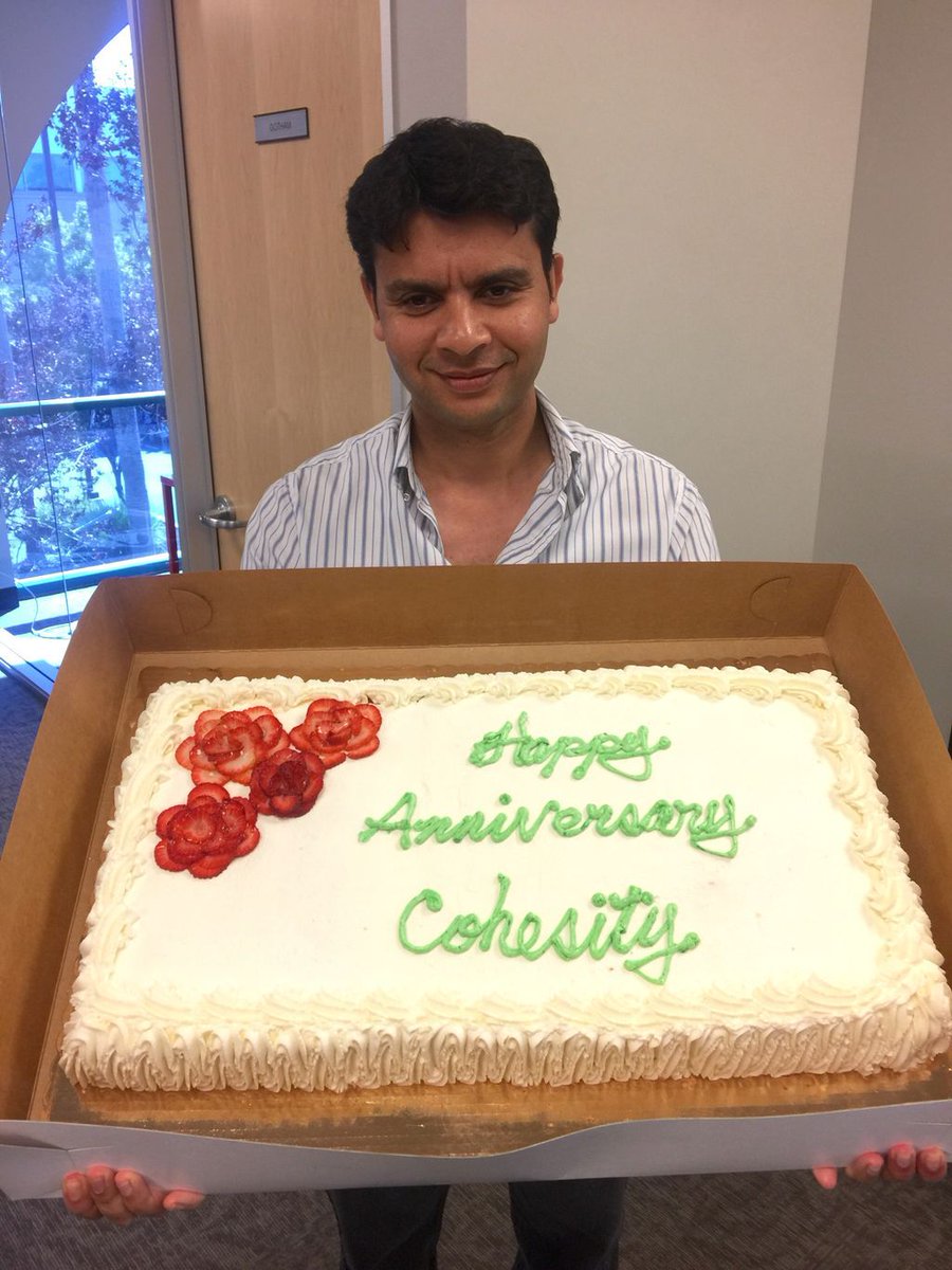 Cohesity's tweet image. Celebrating Cohesity's 4th Anniversary w/ our CEO &amp;amp; Founder, @mohitaron 🎉🎂🍾