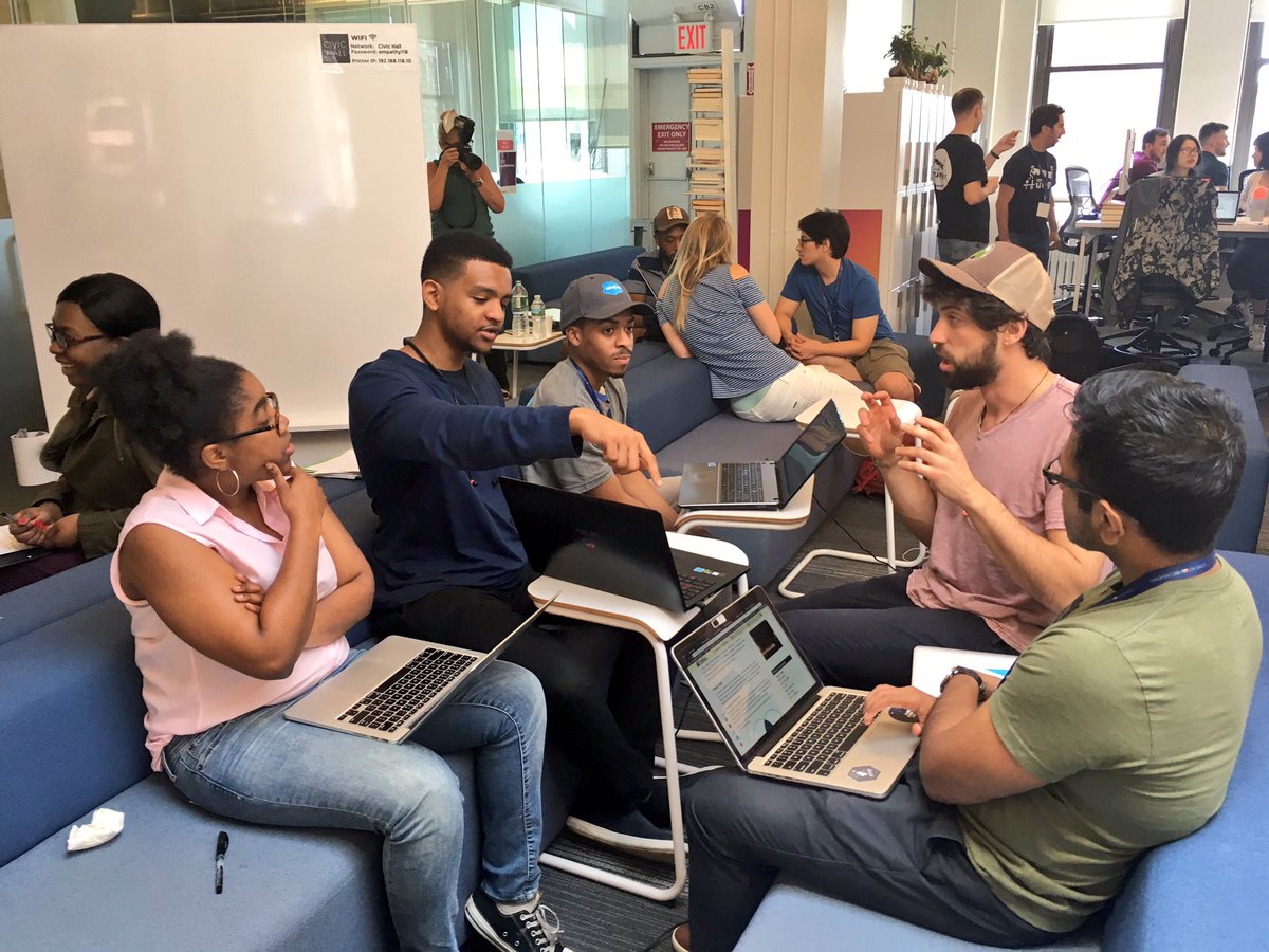 iamamychen's tweet photo. All smiles & great collaboration going on as the #hackathon teams iterate on tech, data & design prototypes for @nycmedialab #NBCUSocialHack https://t.co/ltfFOx6zR8