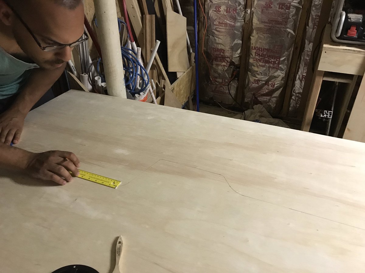 RussosRoom's tweet photo. Done mapping the #MarioBros widebody onto 3/4 ply. Big 🙏 to @MoranasMakers for his expertise w/ getting the curves 👌! #handmade #woodworking https://t.co/xWYToZDIml