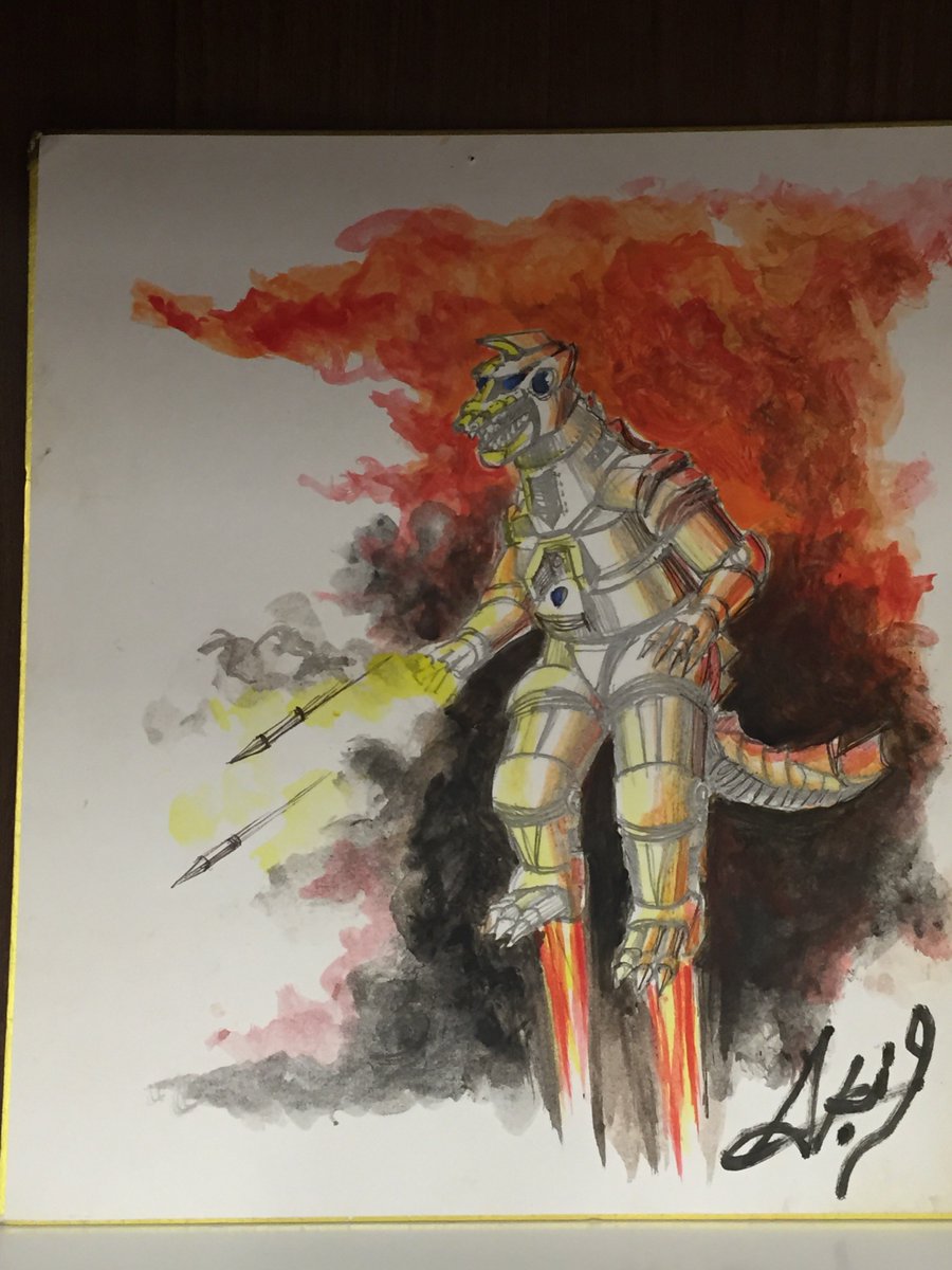 井口昭彦さんのよく行かれるお店に井口さんが描かれたメカゴジラの色紙