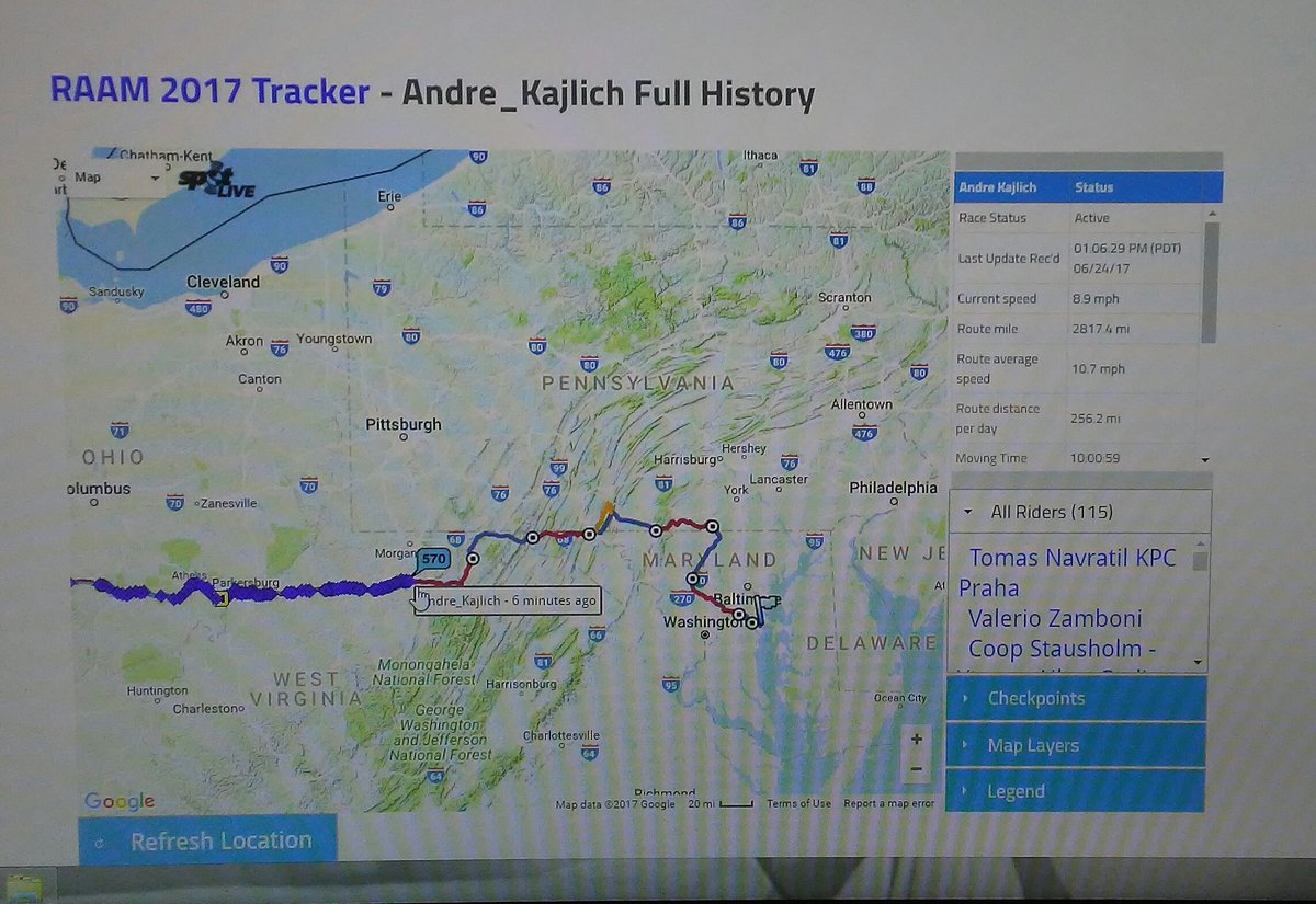 papadoc5656's tweet photo. Day 11 @AndreKajlich @RAAMRaces Quest, He's at 2,817 miles. @JoyRiderMovie will Rock @ClareKramer @MissKajlich @Pablo_Durana @greggrunberg https://t.co/gvEqlmNCHT