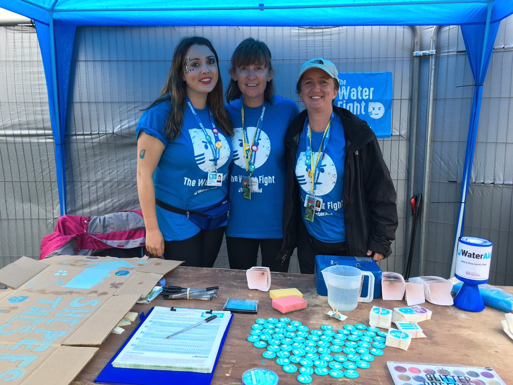 SophGoodall's tweet photo. The @WaterAidUK #ShePee team working hard at #ThePark to provide ladies at @GlastoFest a great weeing experience and promote #TheWaterFight. https://t.co/bXyY0ffEQU