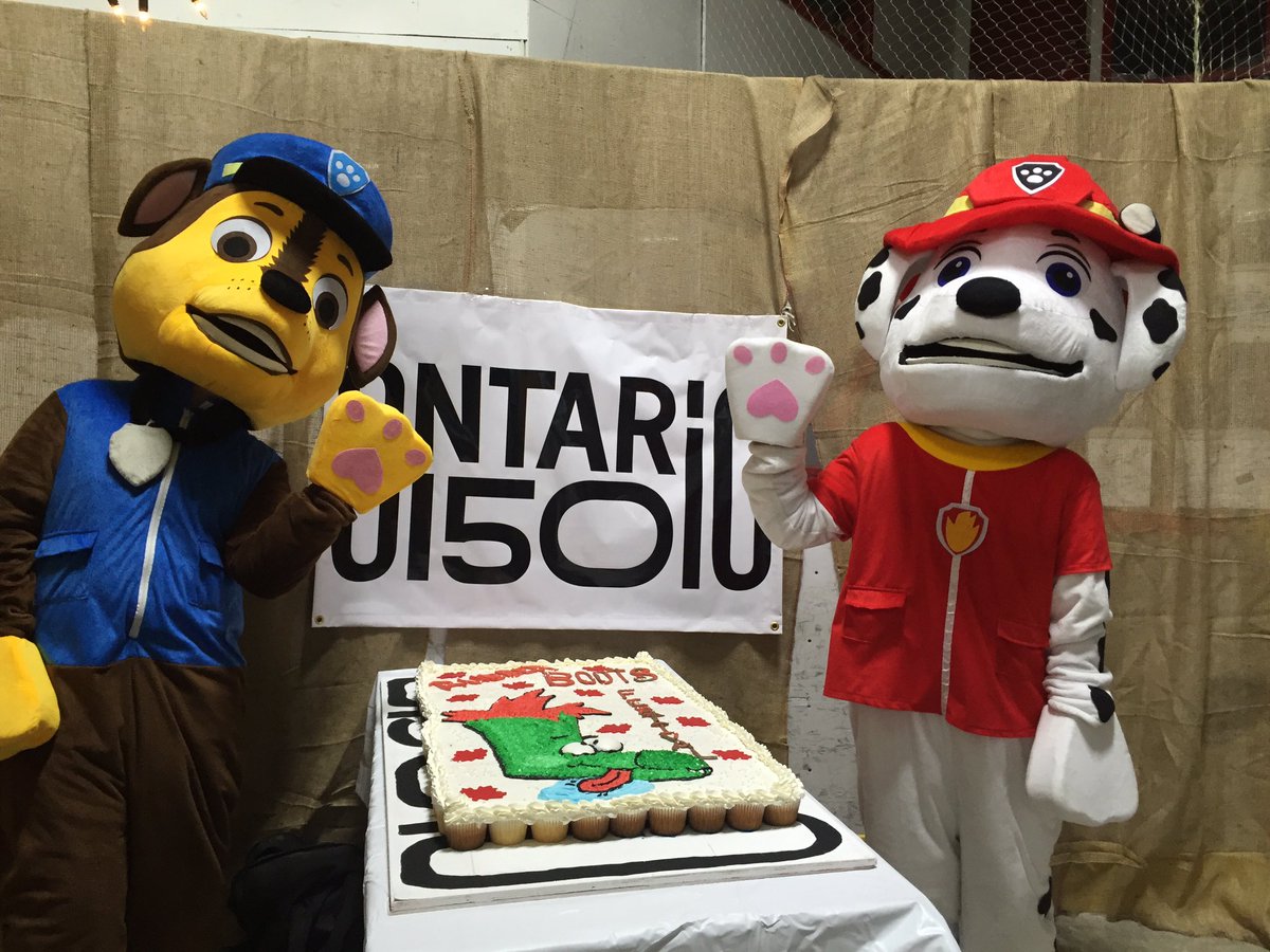 Marshall and Chase we're excited to have a taste of the #rubberbootsfestival cake and celebrate the 150!!