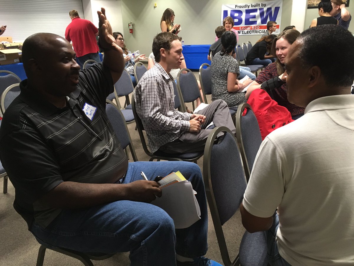 BGTX_SA's tweet photo. Neighborhood Team members practicing registering voters #TeamBGTX https://t.co/9m1YvEVp7E
