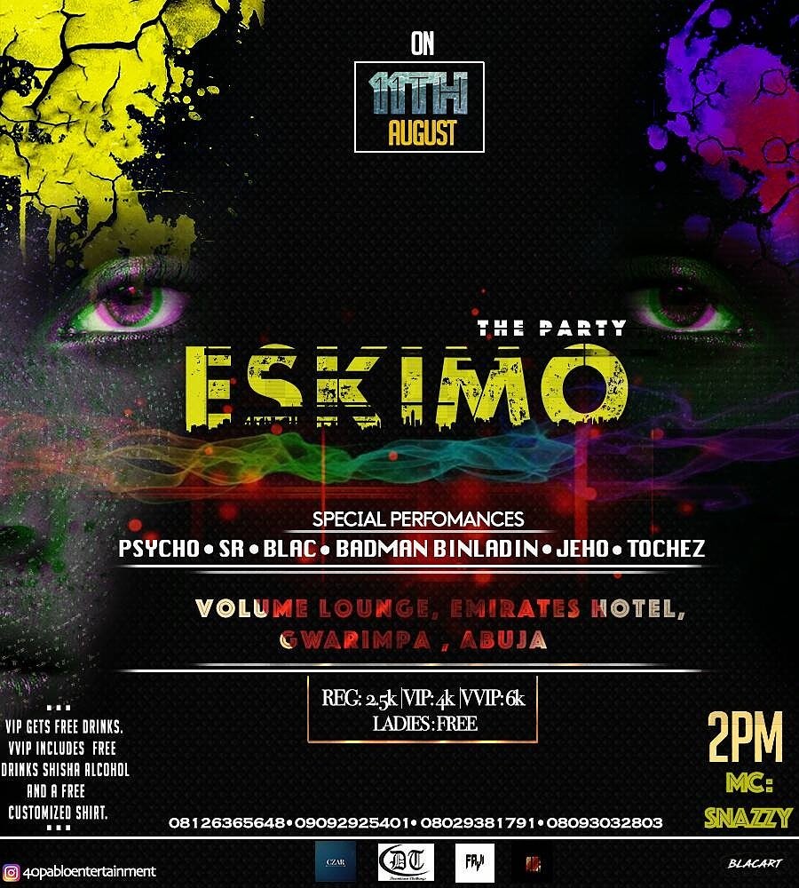40pabloent's tweet photo. Come through for eskimo you dont want to miss out. https://t.co/z7YfgPVkad