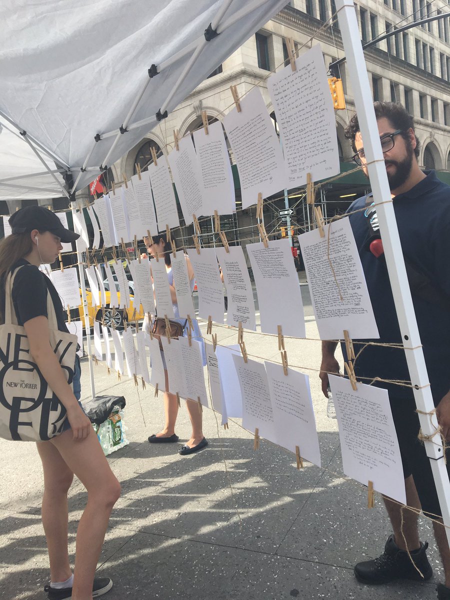 livmal_'s tweet photo. this guy set up a tent in nyc and gave people blank pieces of paper to write a story.. the results were amazing https://t.co/RmmdJsBLN2
