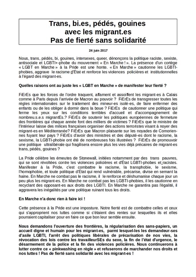 actupparis's tweet photo. Act Up-Paris n’était pas à l’origine de l’act° devant le char EnMarche, ms, solidaire de leurs revendicat°s, félicite les participantEs ! https://t.co/n0psRflZ2H