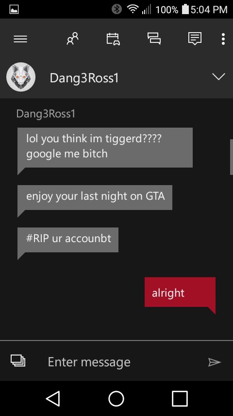 vickytona1990's tweet photo. @Microsoft @XboxSupport @RockstarSupport. 
Is he one of yours? If so please ensure he is reprimanded for his threats and bad sportsmanship. https://t.co/8GuLCcsRNw