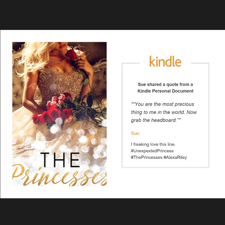 booksnobsue's tweet photo. 👑 Yup, still bragging.....because I'm that person.  Love this line from #ThePrincesses bundle by @_AlexaRiley 👑 https://t.co/H23wBbYdWl