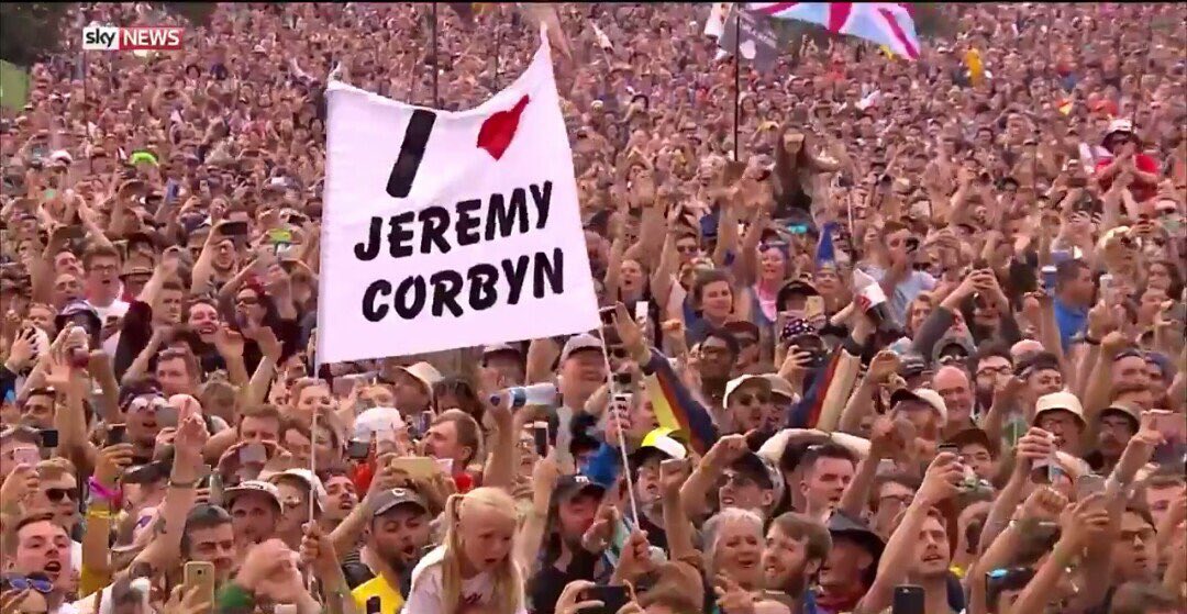 Nigel_Farage's tweet photo. Have this lot had a look at what they're actually supporting? Google 'Marxism'. #Glastonbury https://t.co/2X30SviHME