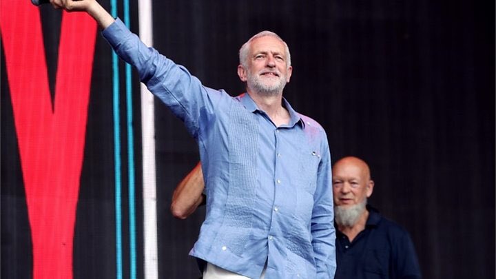 OhJeremyCorbyn's tweet photo. "There goes my hero" #Glastobury2017 #JeremyCorbyn #FooFighters https://t.co/cCEpFTzu6j