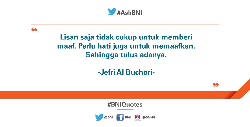 BNI's tweet photo. Hati akan menemukan kedamaiannya saat kita mampu memaafkan. Jadilah pribadi yang anggun diatas ketulusan :) #BNIQuotes https://t.co/UrgVGC1nH5