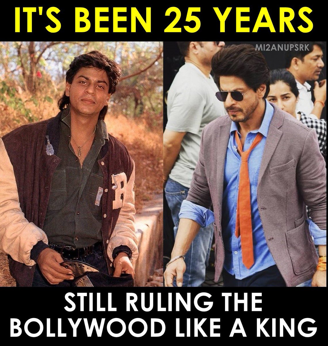 mi2anupsrk's tweet photo. @iamsrk the love we had for you before 25 years is increased by 100x now 😍😍 Congrats! #ShahRukhKhan #KingOfBollywood #Bollywood https://t.co/sdKNg4khrA