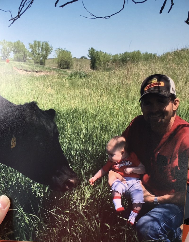 cherripto's tweet image. Grandpa Klinginsmith introducing baby Amelia to the cows.