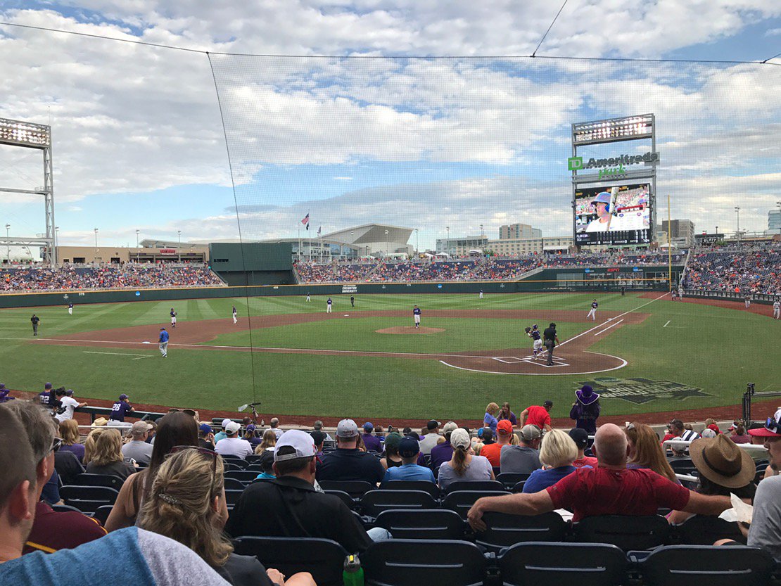 drewscates's tweet photo. I think these seats will work lol #CWS #TCU #FLORIDA #GreatNightForSomeBaseball https://t.co/nzcX5dpK6g