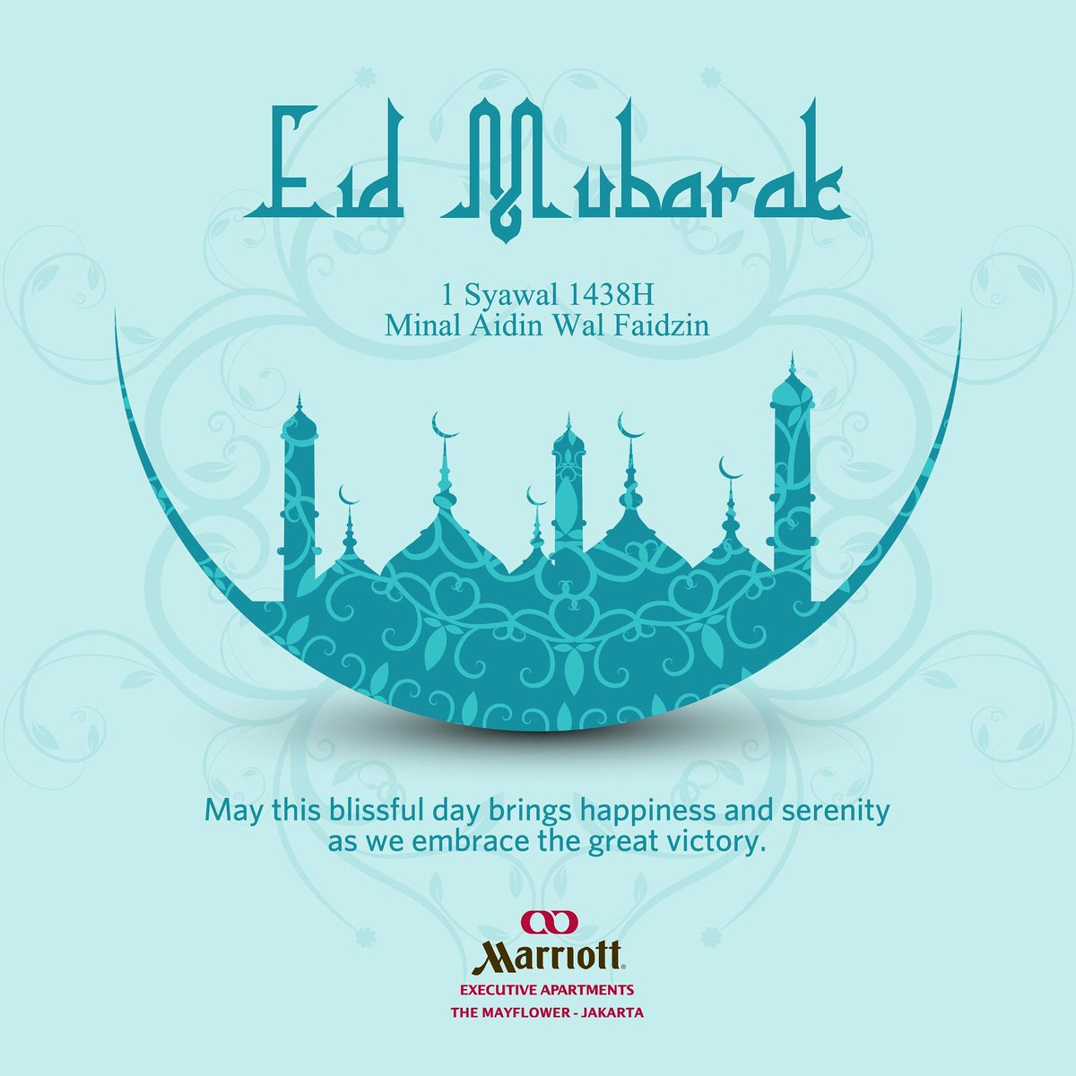 MEAMayflowerJKT's tweet photo. Happy Eid Mubarak 1 Syawal 1438H. Minal Aidin Wal Faidzin.
#meamayflowerjkt #eid #eidmubarak #MIAPAC #marriott https://t.co/M9XuNG3v8Z