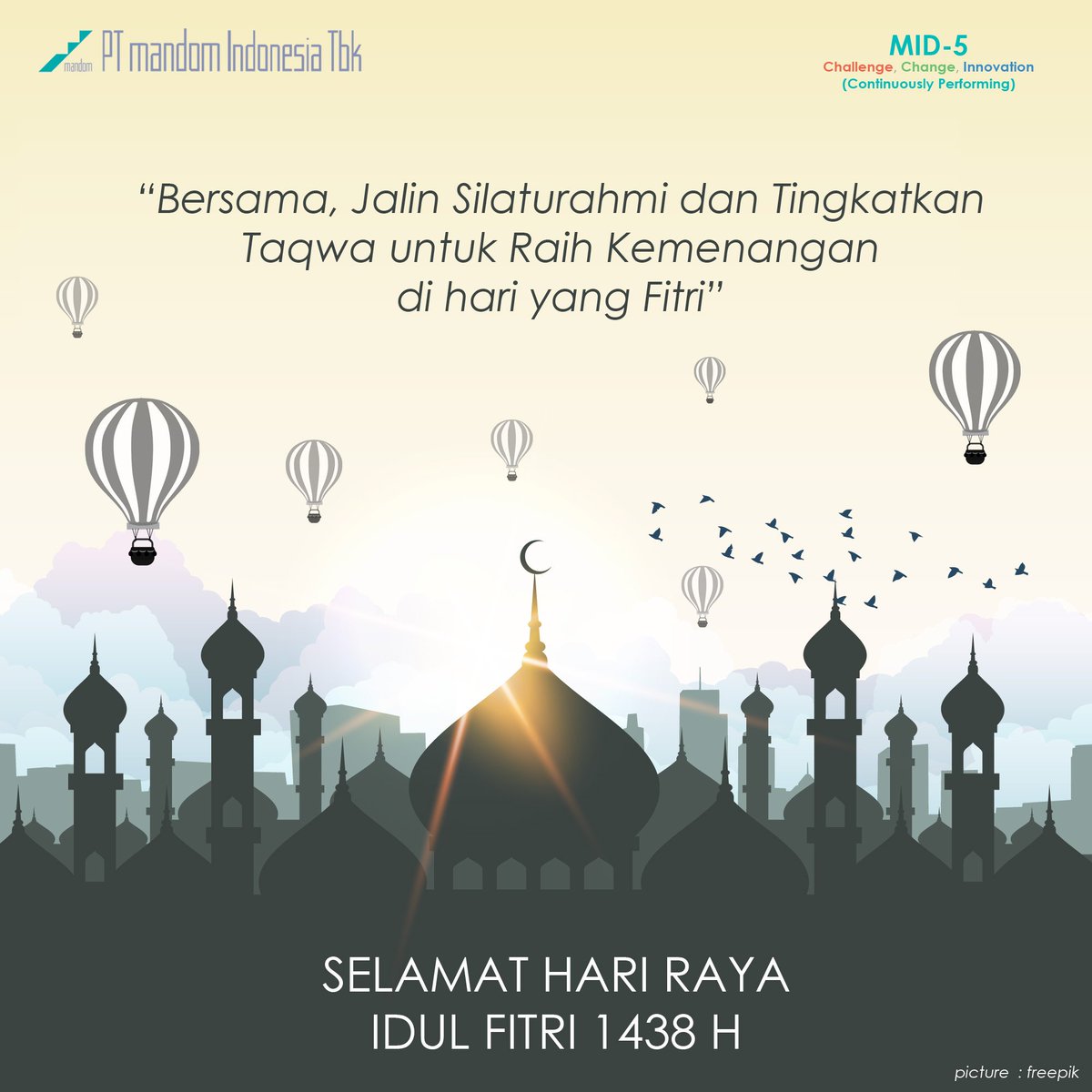 mandomindonesia's tweet photo. PT Mandom Indonesia Tbk Mengucapkan Selamat Hari Raya Idul Fitri 1438 H. https://t.co/zqSwrzguY5