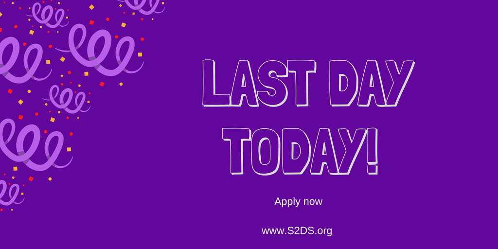 s2ds's tweet photo. Today is the last day to apply to the virtual S2DS bootcamp! Applications close at mid-night! https://t.co/kmR2tabIfP #getintherequick https://t.co/6gr0Mi7vkw