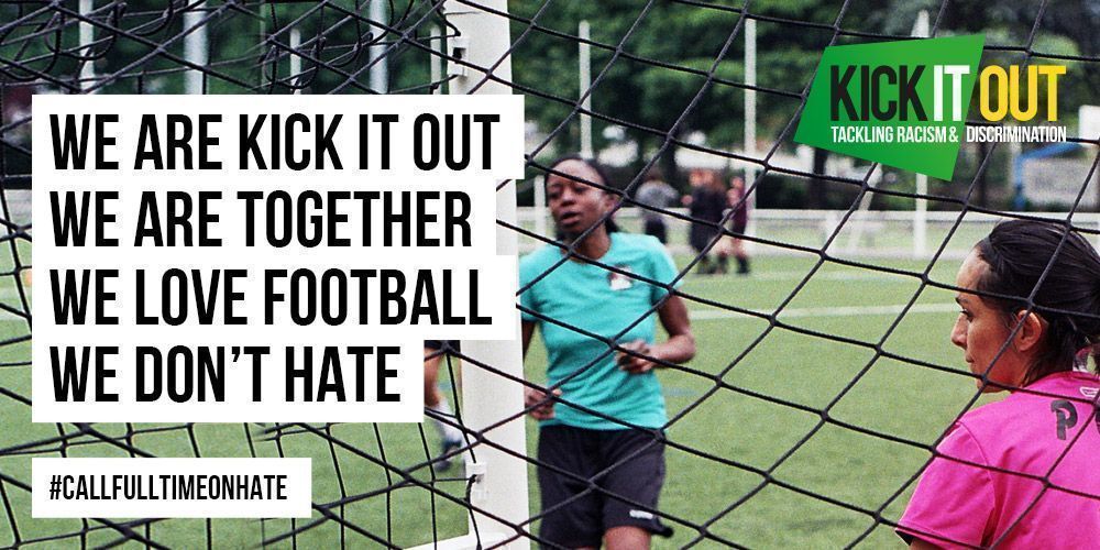 kickitout's tweet photo. Hatred has no place in our game or society.
Football must unite to tackle prejudice and #CallFullTimeOnHate https://t.co/EChh07HgfB