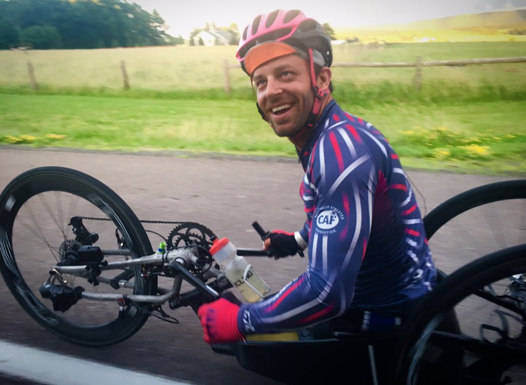 greggrunberg's tweet photo. THIS is the face of THE MAN who is about to be the 1ST EVER hand-cyclist to SOLO #RAAM-RACE ACROSS AMERICA!  @AndreKajlich is the #GOAT! https://t.co/KO1XKJUPKN