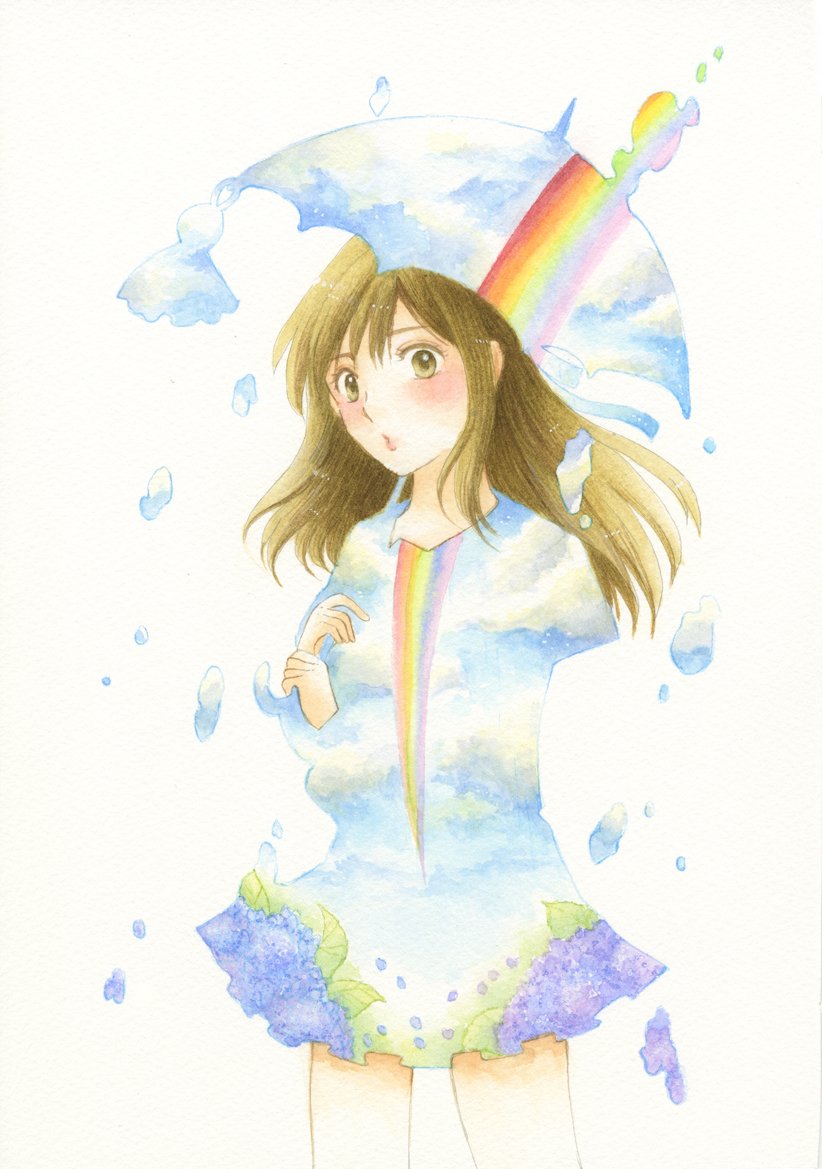 森ノ綾 9 12 Fish展 aギャラリーにて開催予定 Na Twitteru タイトルは 雨ガール 今日からしばらくは雨が 降るみたい そしたら 虹が見られたらいいな 絵描き人 透明水彩 イラストの森 イラスト学院 絵描きの輪 イラスト王国 紫陽花