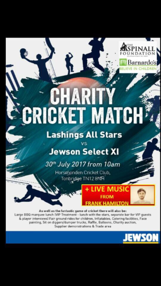 BryonyHatcher's tweet photo. @FreddyParker98 could you play a set @LashingsWorldXI #charity cricket match -bring some pals😎?!All proceeds 4 @barnardos &amp; @AspinallCharity https://t.co/Q7uwecyRmv