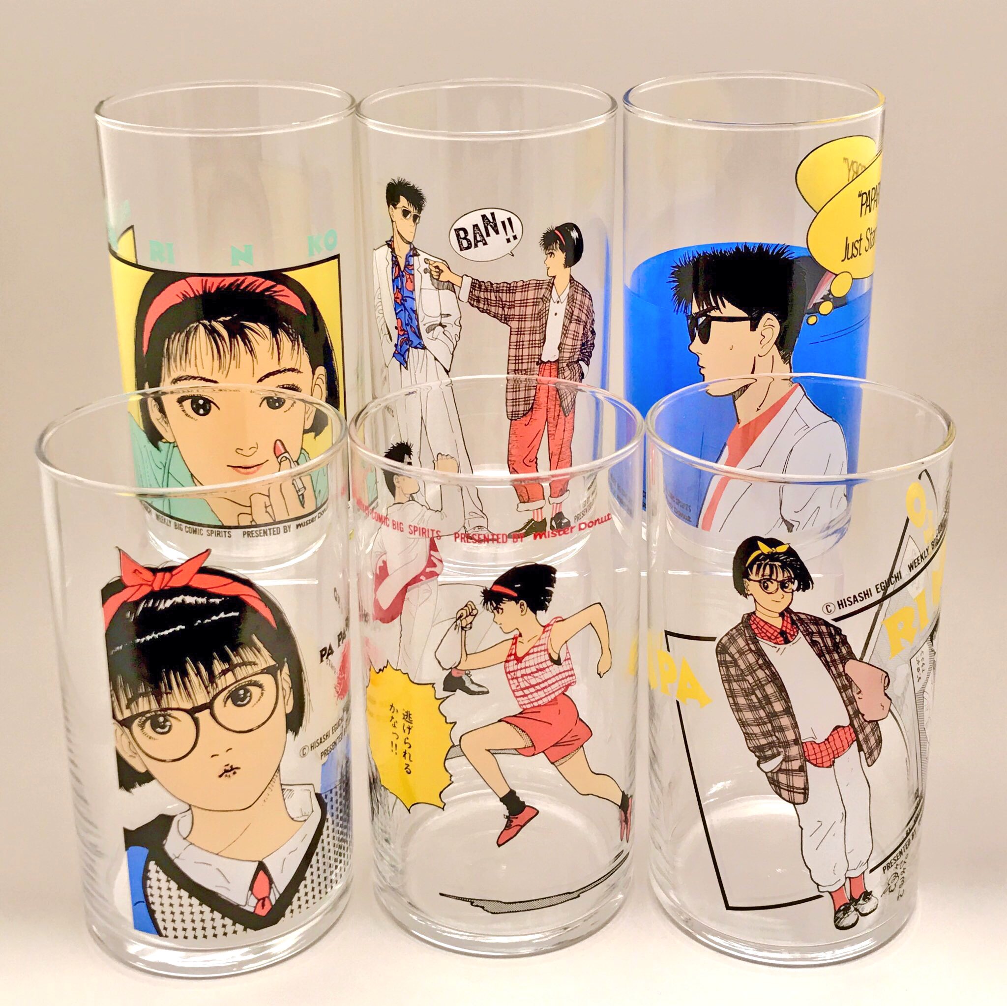 江口寿史 パパリンコグラス 5個セット ミスド パパリンコグラス 5個 ミスド 江口寿史