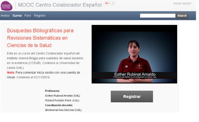 Curso gratuito: Búsquedas Bibliográficas para Revisiones Sistemátics  ow.ly/GfZH30cHzQB @CCEIJB Inscripciones: ow.ly/2tG830cHzSU