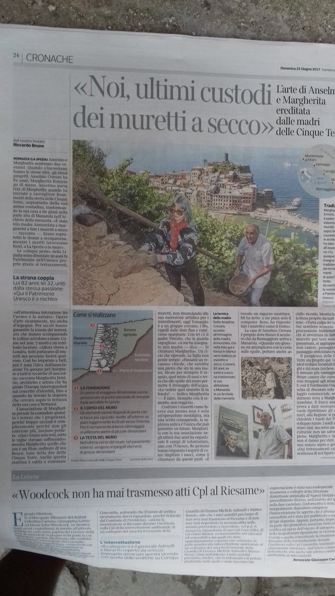 ...dal New York Times oggi sul Corriere della sera #vernazza #cinqueterre #parco5terre #lamialiguria #regioneliguria #UNESCO #murettiasecco