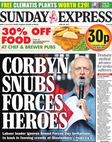 I guess the 'Queen snubs forces heroes to watch horse racing' story must be on page 2