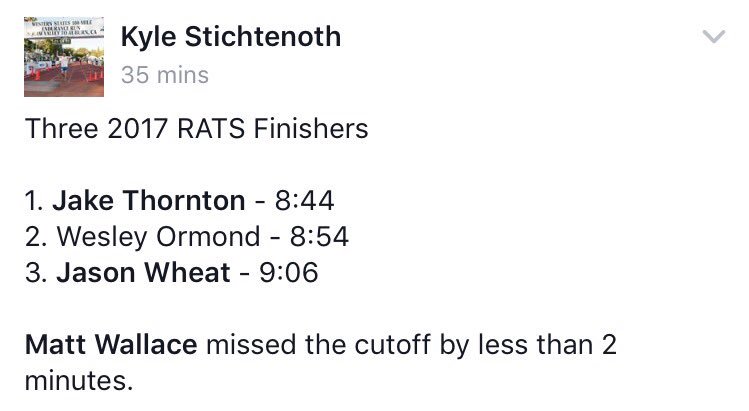 RunBUTS's tweet photo. Congrats to the three finishers of RATS. Our condolences to everyone else for your DNF. You live to see another day. https://t.co/hhfDpaBTeG