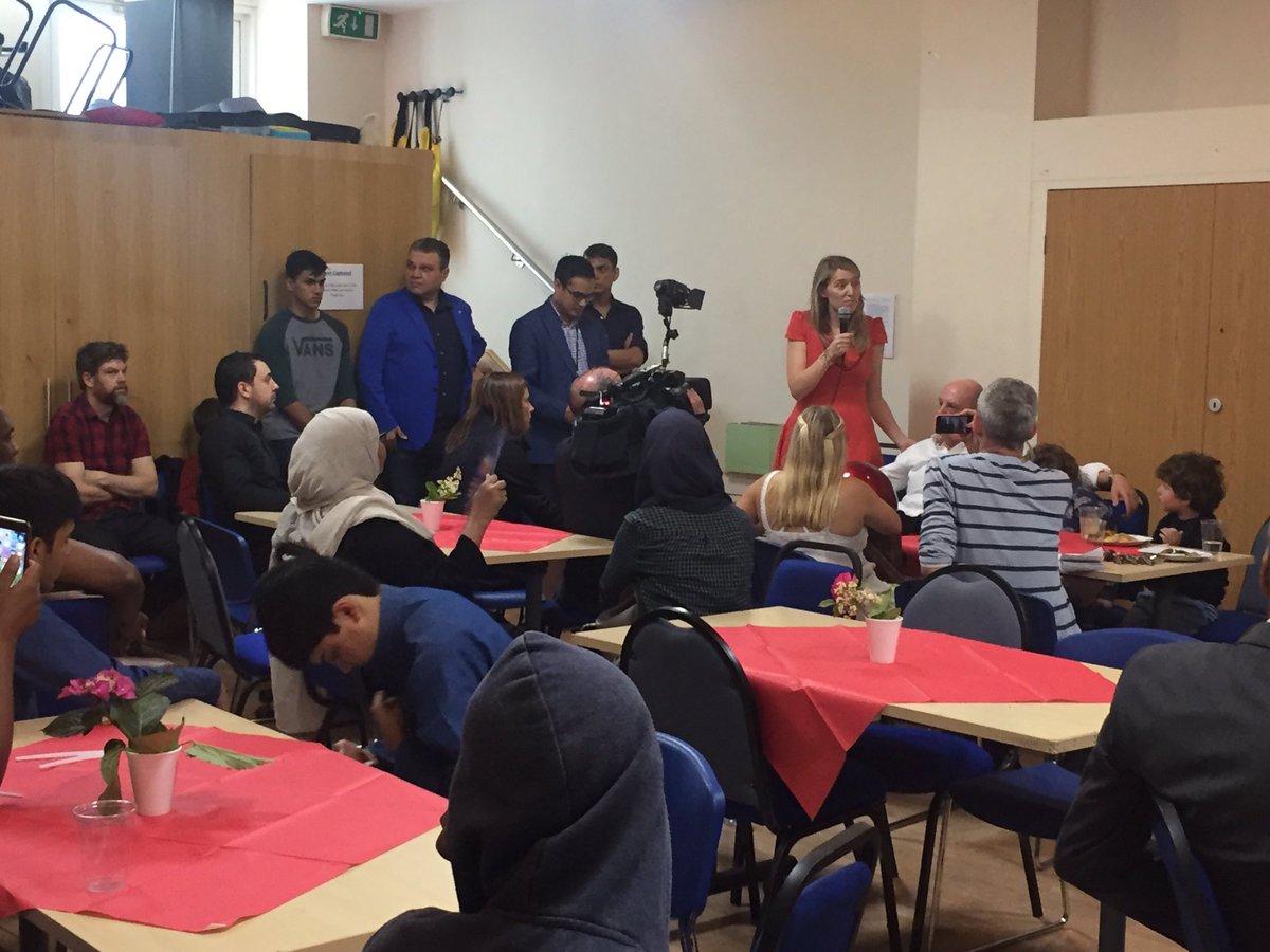 CamdenCouncil's tweet photo. Here at Swiss Cottage Community centre with Chalcots residents celebrating Eid. @Georgia_Gould and @abs_hai thanking community for efforts https://t.co/WTXKLp9w3X