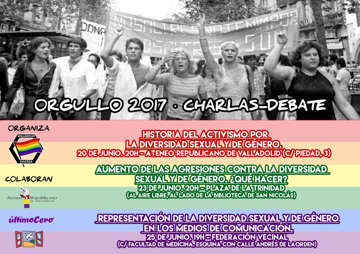 Hoy a las 19h charla-debate sobre diversidad en los medios y a las 20h asamblea abierta para valorar el orgullo y proponer. Ven y participa!