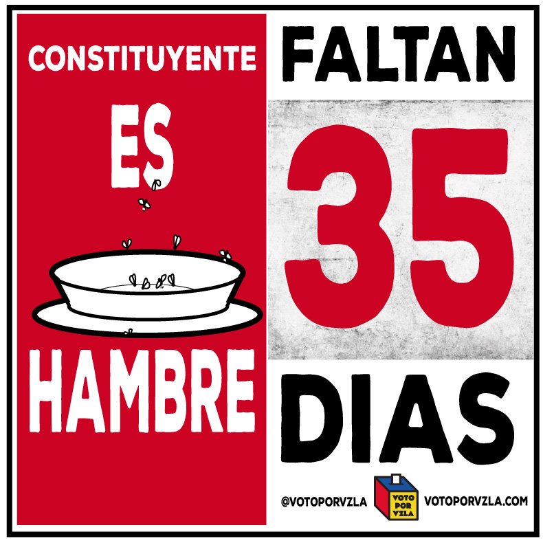 VotoPorVzla's tweet photo. Si Nicolás Maduro y su cúpula imponen la constituyente, el hambre sería para siempre.

¡35 días para impedir el fraude! https://t.co/GAh8Cq1QwI