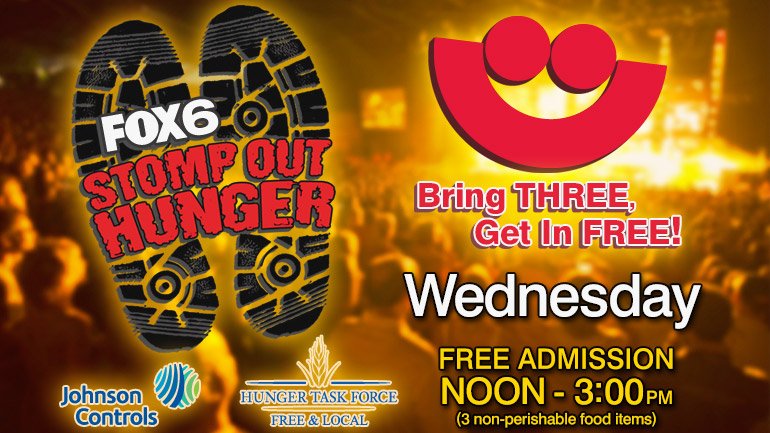 fox6now's tweet photo. Bring 3 non-perishable food items, get into @Summerfest free! https://t.co/aP0Q1s7jzg https://t.co/RrssLXr89r