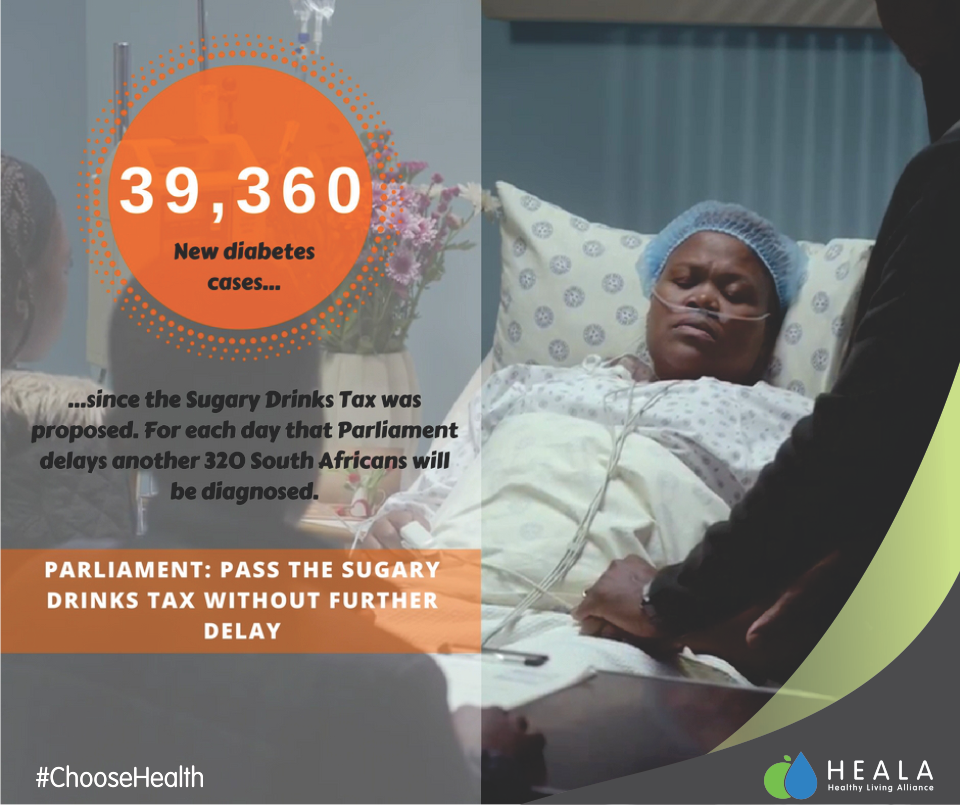 heala_SA's tweet photo. 320 people are diagnosed with diabetes in SA daily. Like &amp; share 2 send Parliament a message 2 pass a strong #SugaryDrinksTax #NOW! https://t.co/sbMEaDMcPQ